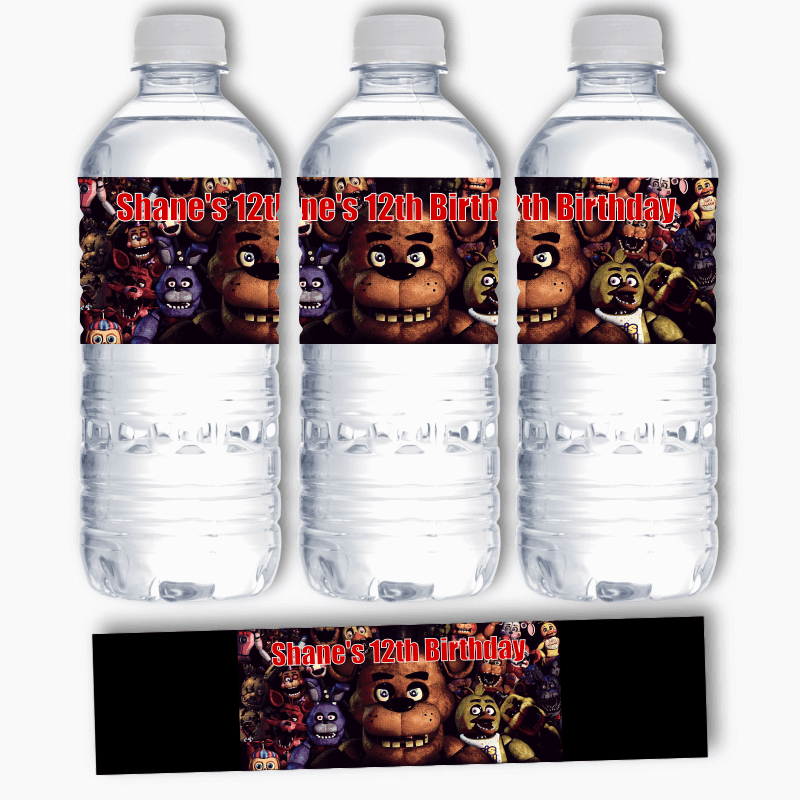 Personalised FNAF Five Nights at Freddy&#39;s Party Water Labels