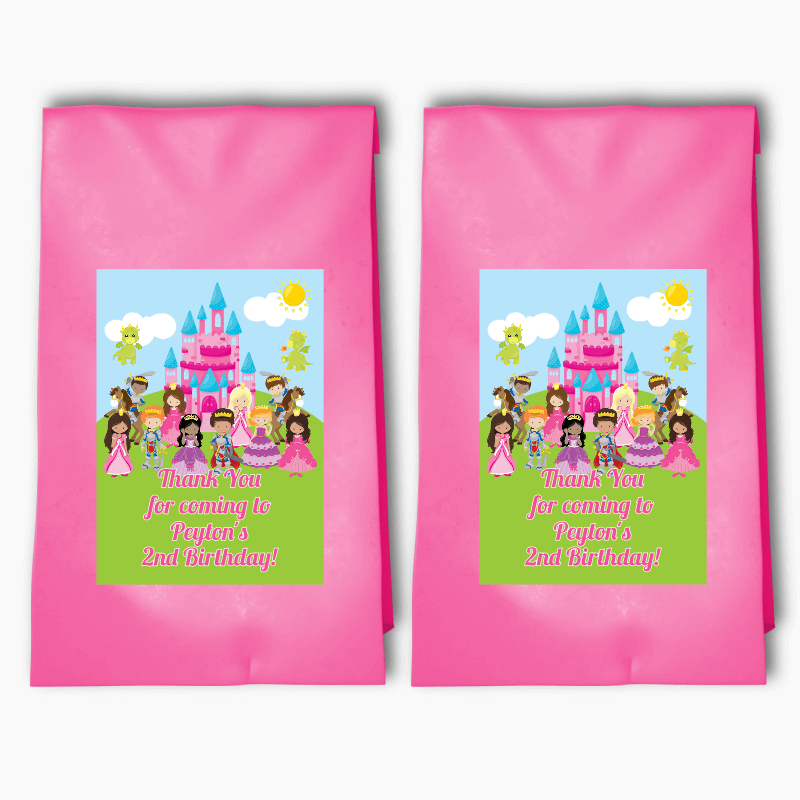 Personalised Fairytale Princess Birthday Party Bags &amp; Labels