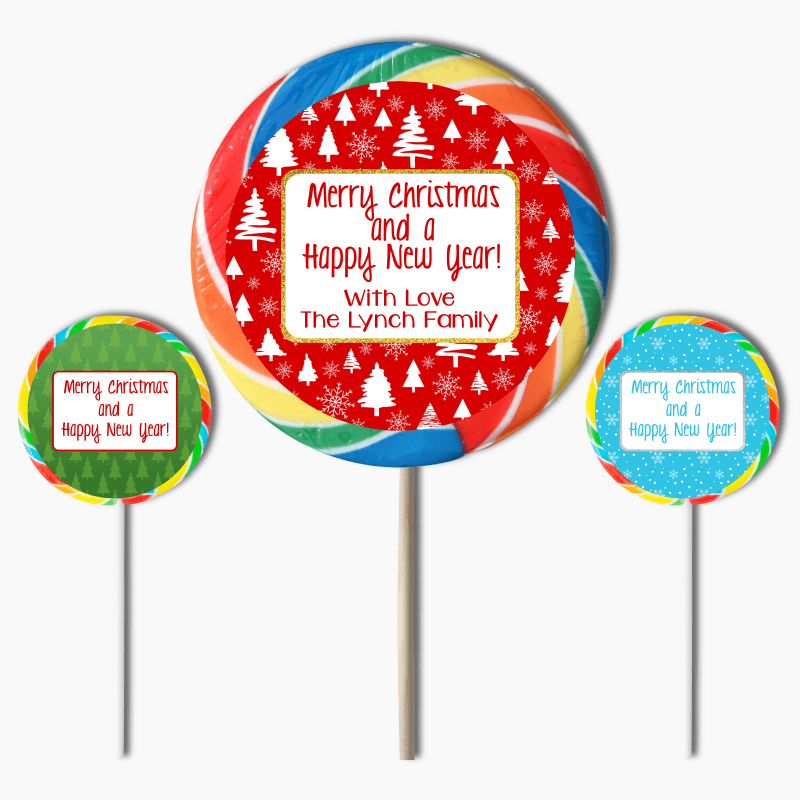 Personalised Festive Christmas Gift Round Lollipop Stickers