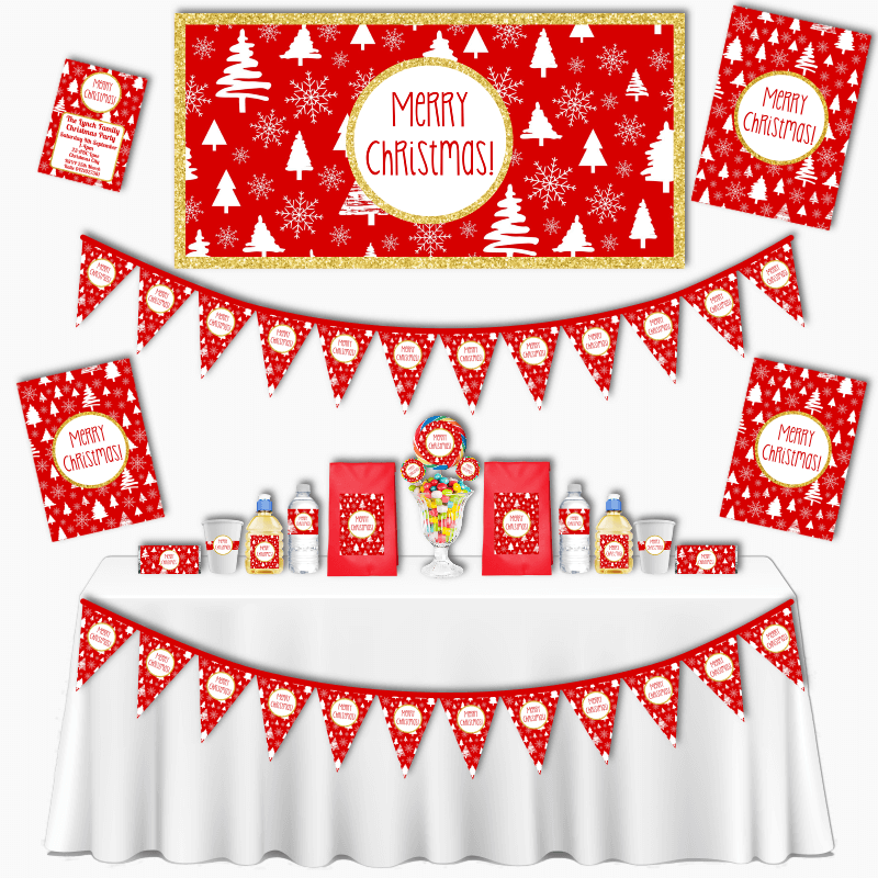Festive Red &amp; Gold Grand Christmas Party Decorations Pack
