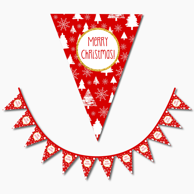 Festive Red & Gold Christmas Party Flag Bunting