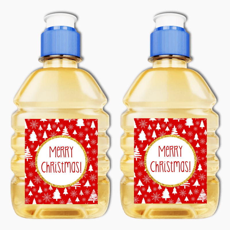 Festive Red &amp; Gold Christmas Party Pop Top Juice Labels