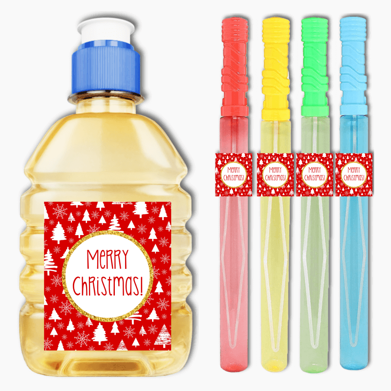 Festive Red & Gold Christmas Party Rectangle Stickers