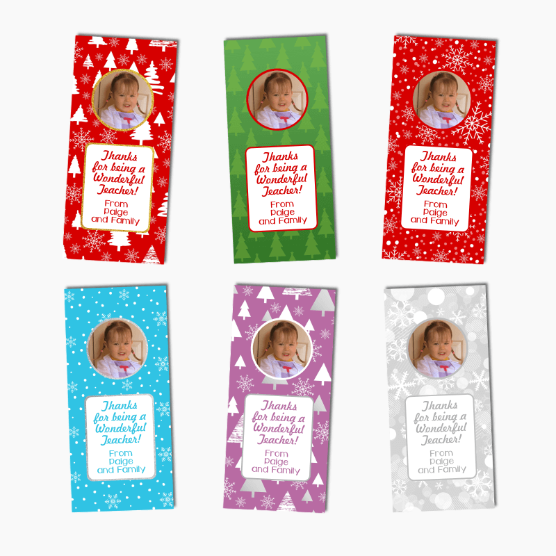 Festive Teachers Gift Cadbury Chocolate Labels with Photo