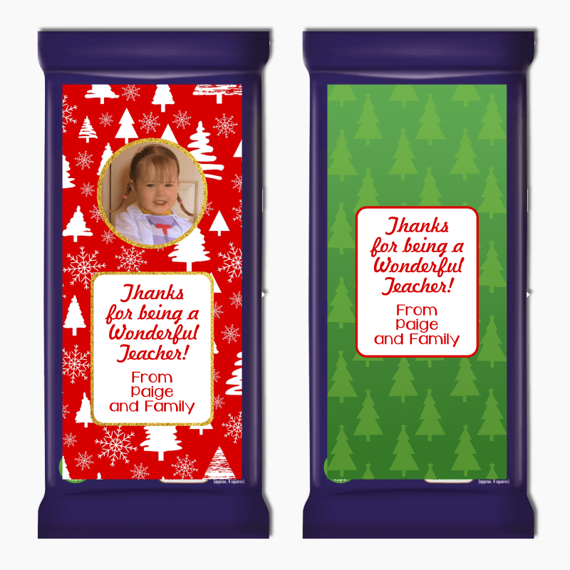 Festive Teachers Gift Cadbury Chocolate Labels with Photo