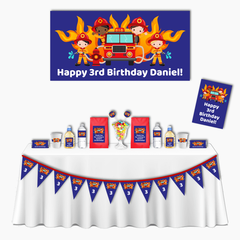 Personalised Firefighter Deluxe Birthday Party Decorations Pack