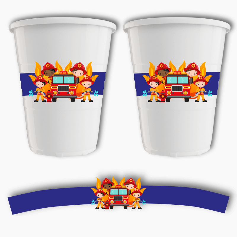 Firefighter Birthday Party Cup Stickers