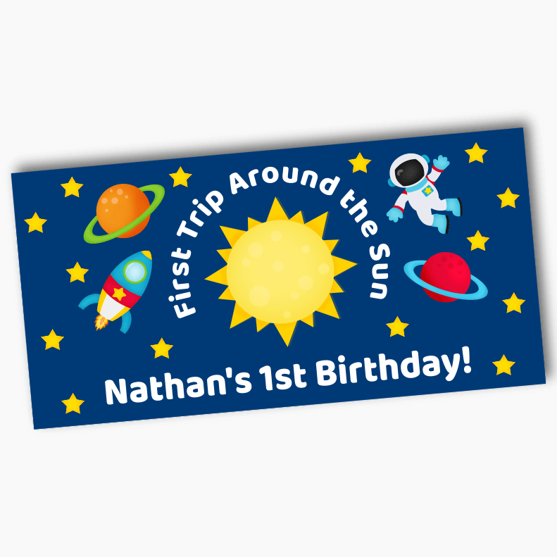 Personalised First Trip Around the Sun Birthday Party Banners