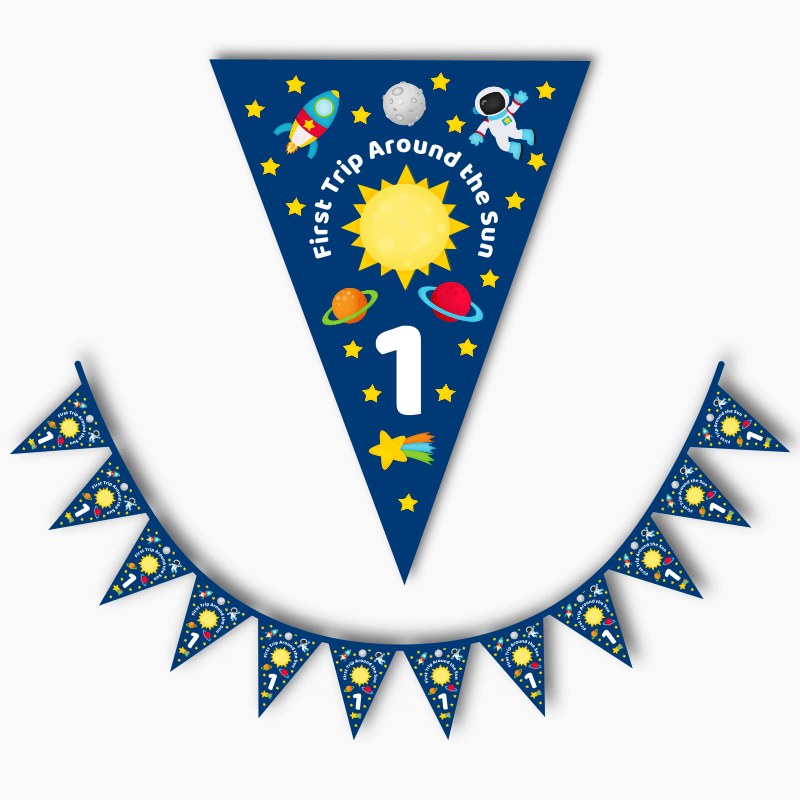 Personalised First Trip Around the Sun Birthday Party Flag Bunting