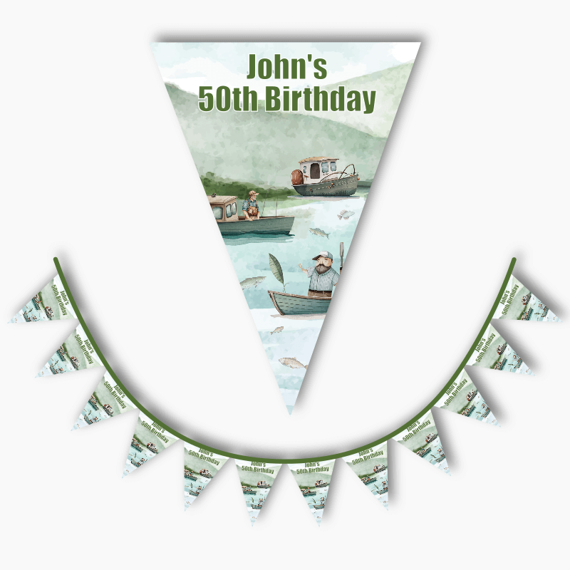 Personalised Fishing Birthday Party Flag Bunting