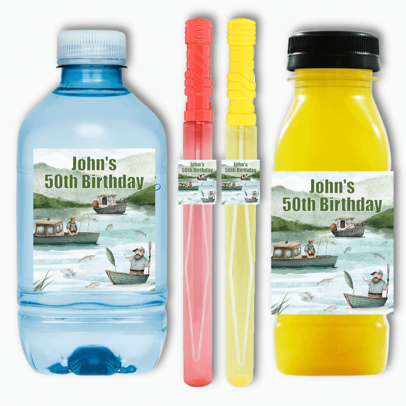 Fishing Birthday Party Rectangle Favour Stickers