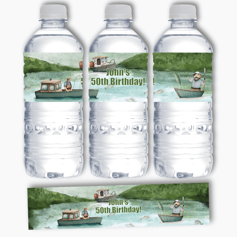 Personalised Fishing Party Water Bottle Labels