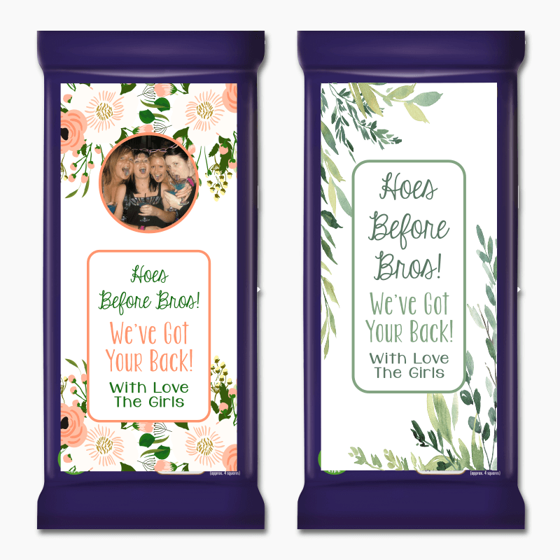 Floral Custom Hoes before Bros Friendship Gift Cadbury Chocolate Labels