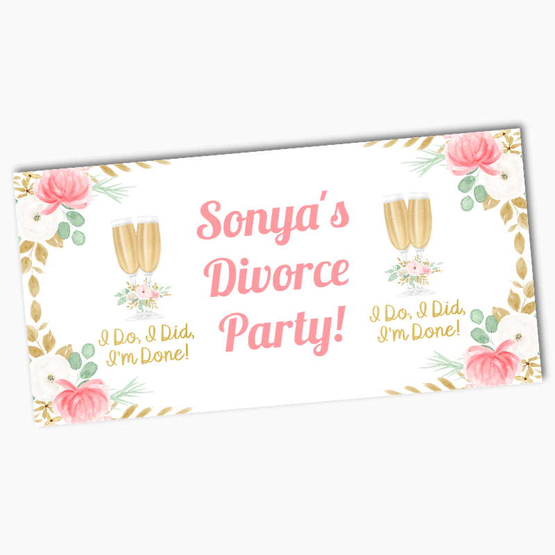 Personalised Floral Divorce Party Banners