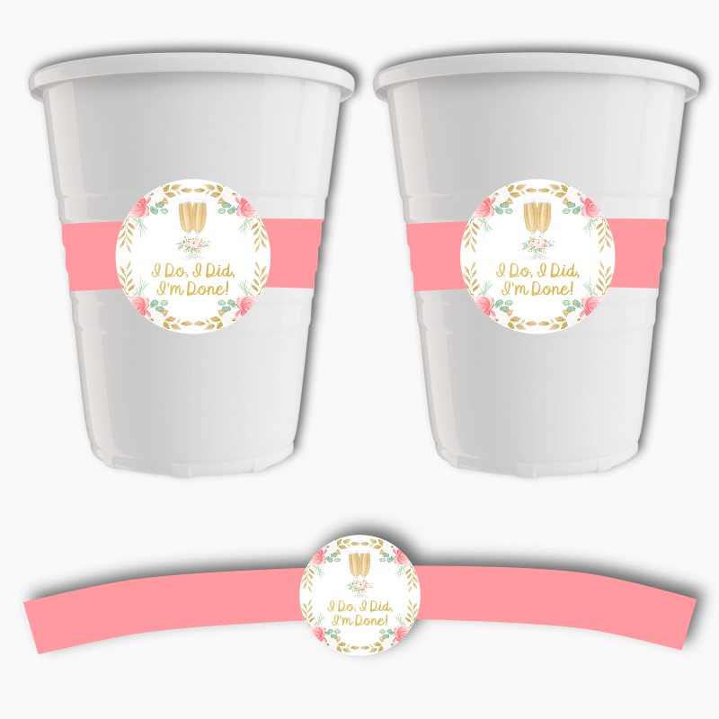 Floral Divorce Party Cup Stickers