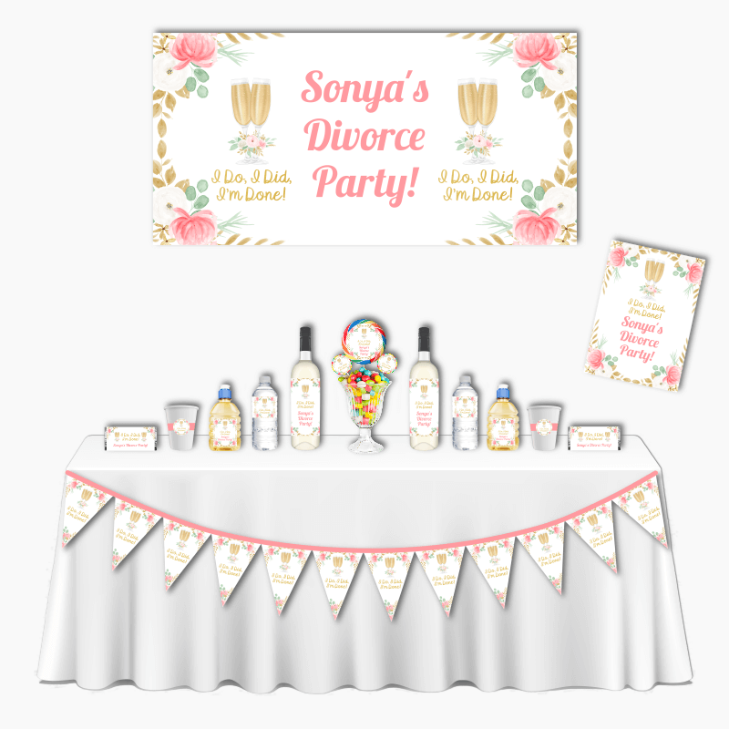 Personalised Floral Deluxe Divorce Party Decorations Pack