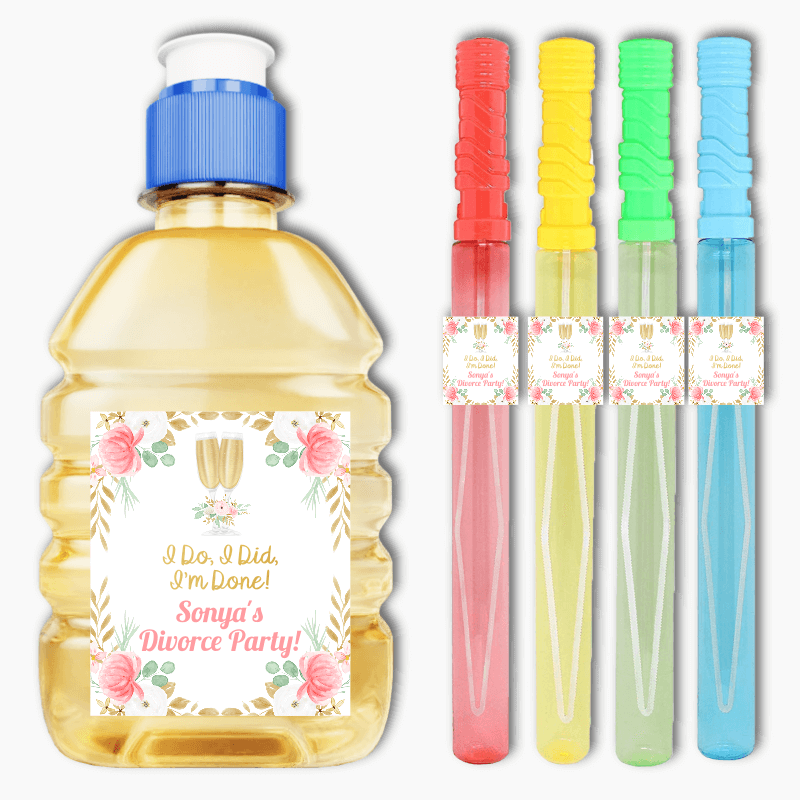 Personalised Floral Divorce Party Rectangle Stickers