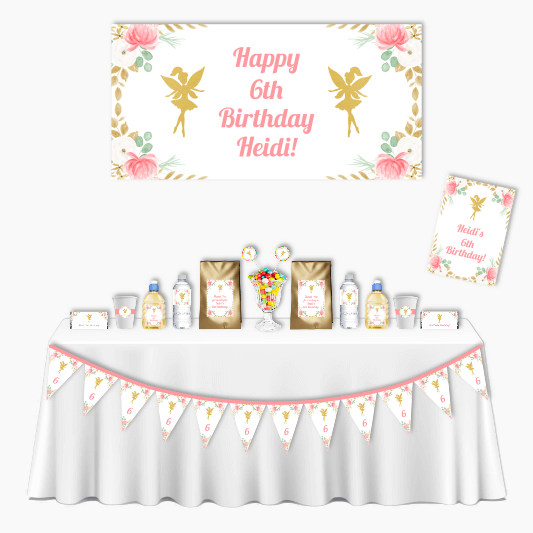 Personalised Floral Fairy Deluxe Birthday Party Decorations Pack