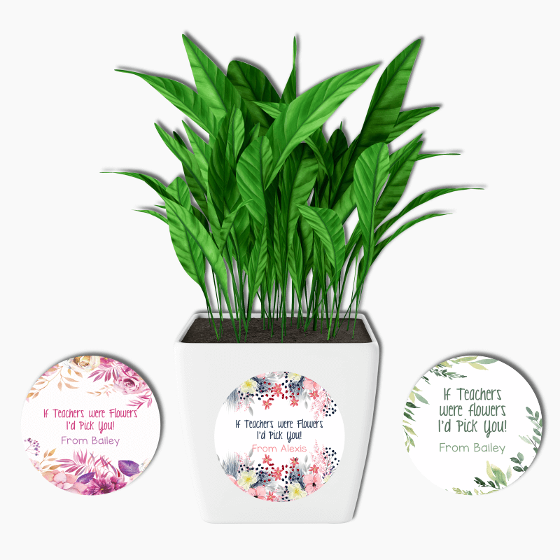 Floral I&#39;d Pick You Teachers Gift Round Plant Stickers