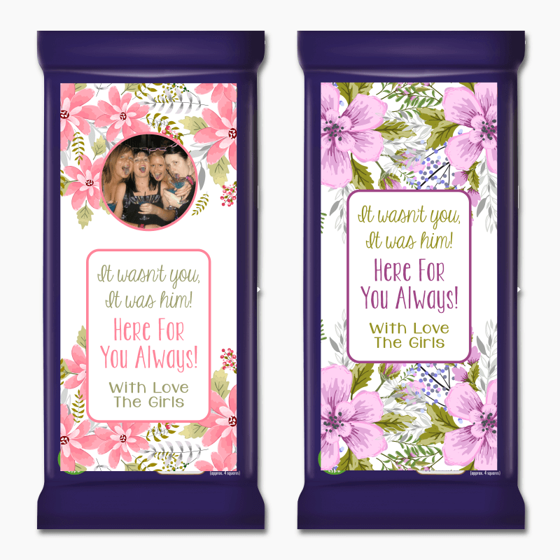 Floral &#39;It wasn&#39;t You, It was Him&#39; Break Up Gift Cadbury Labels