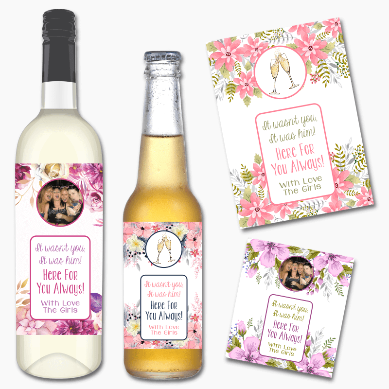 Floral It wasn't you It was Him Break Up Gift Wine & Beer Labels