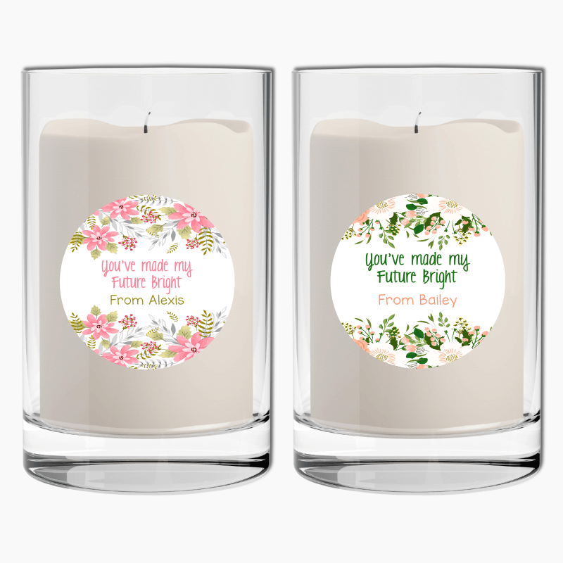 Floral Made My Future Bright Teachers Gift Round Candle Stickers