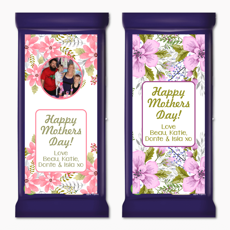 Floral Mothers Day Gift Cadbury Chocolate Labels