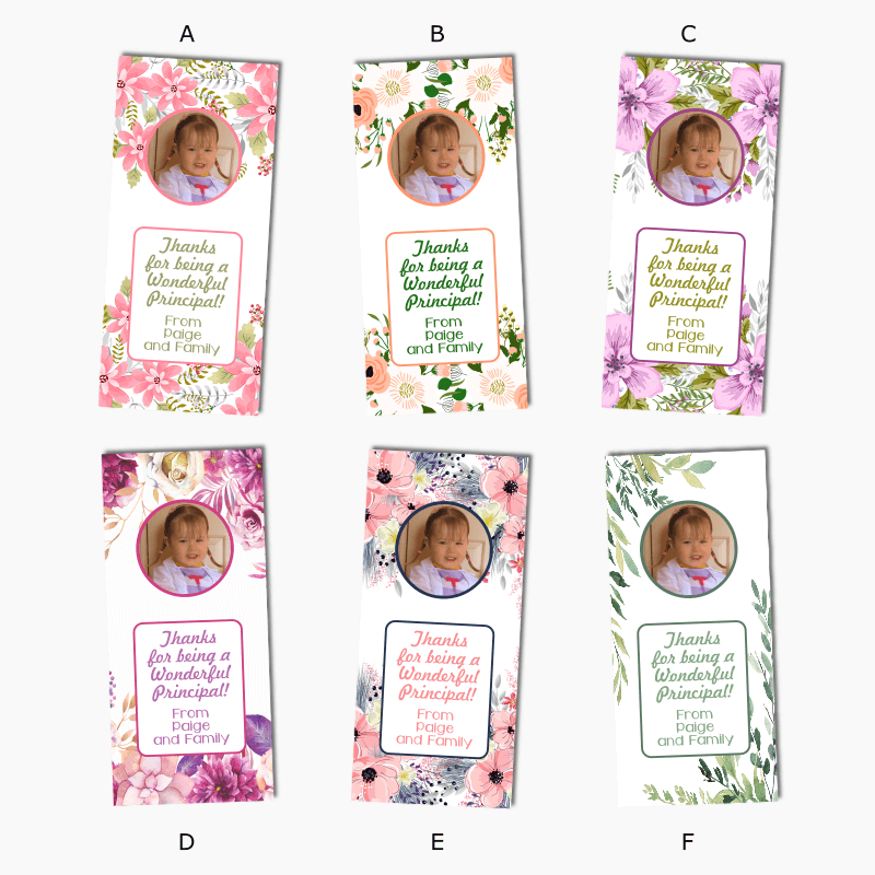 Floral Thank You Principal Gift Cadbury Chocolate Labels with Photo
