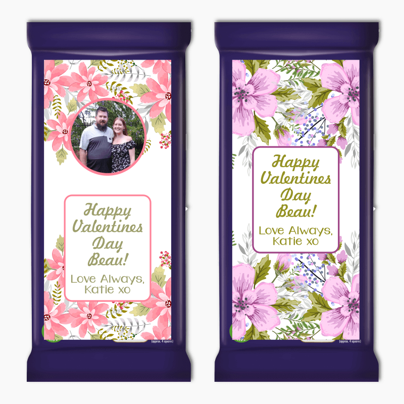 Floral Valentines Day Gift Cadbury Chocolate Labels with Photo