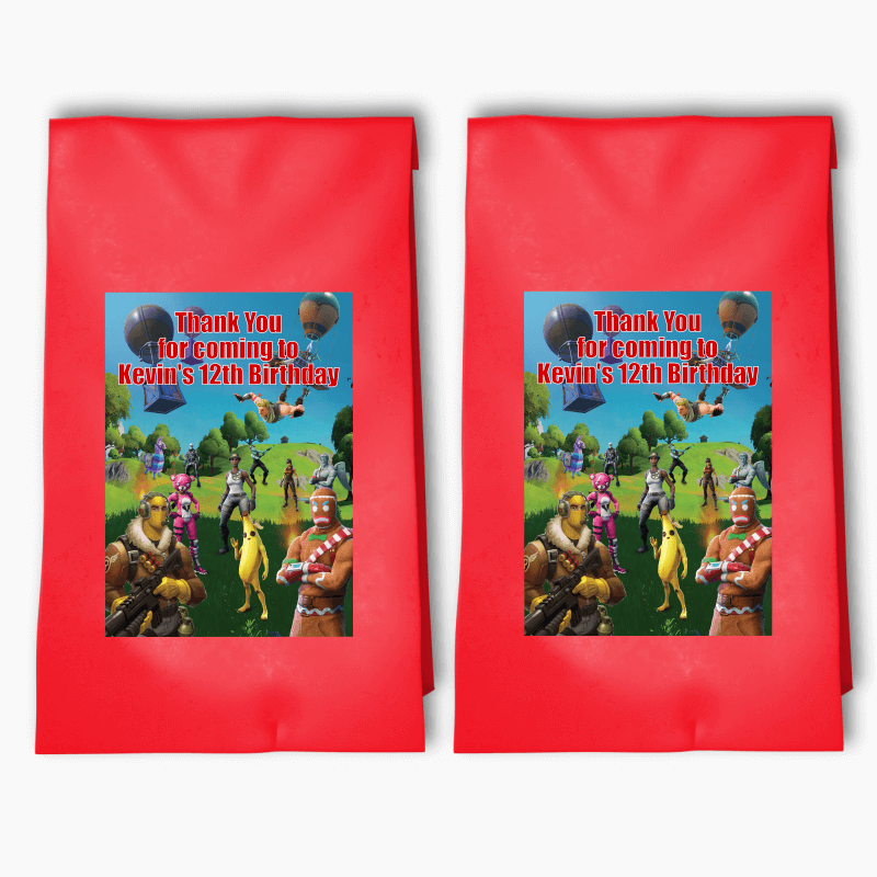 Personalised Fortnite Birthday Party Bags &amp; Labels