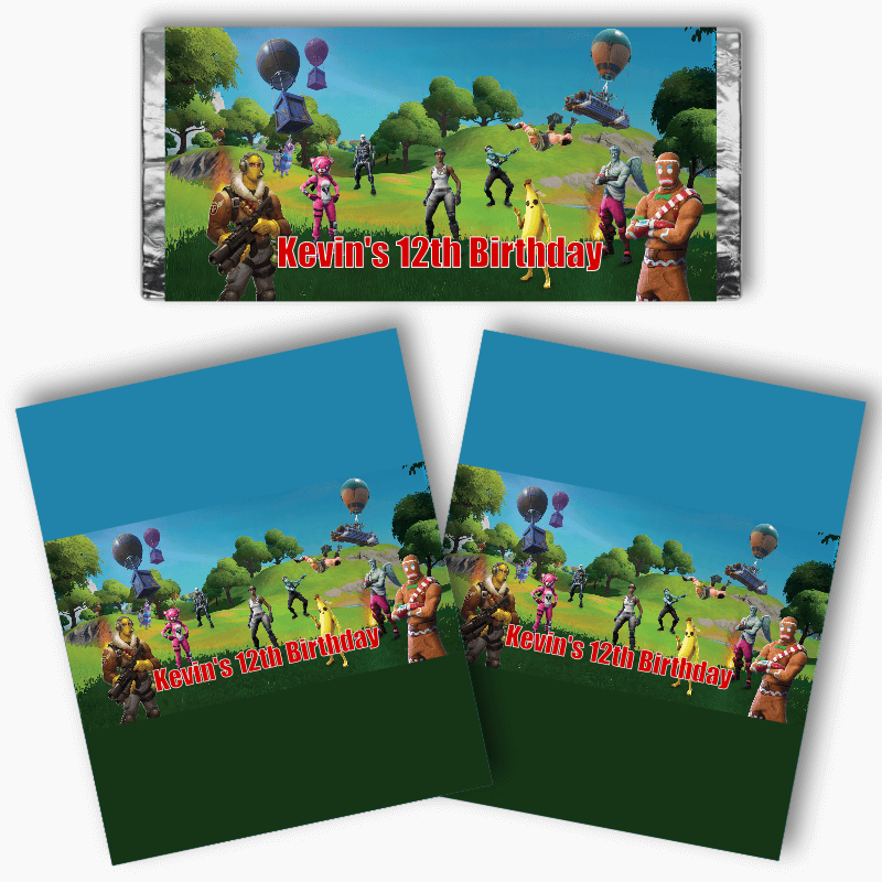 Personalised Fortnite Party Mini Chocolate Labels