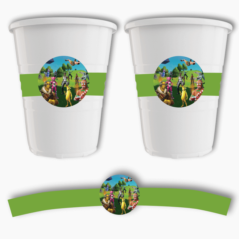 Personalised Fortnite Birthday Party Cup Stickers