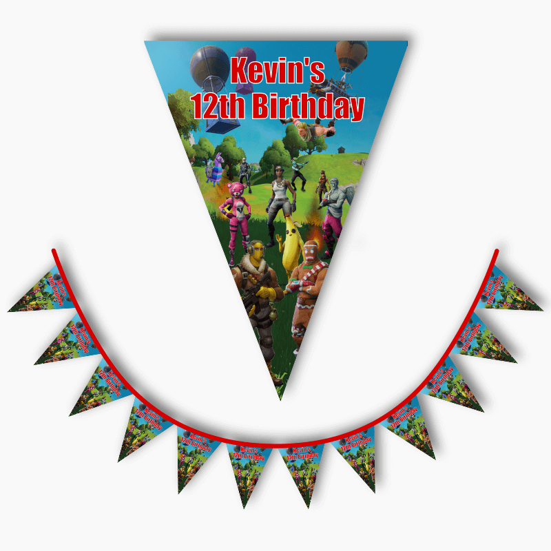 Personalised Fortnite Birthday Party Flag Bunting