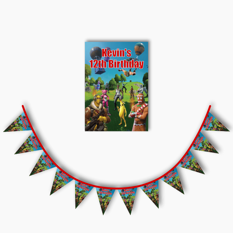 Personalised Fortnite Party Poster &amp; Bunting Combo