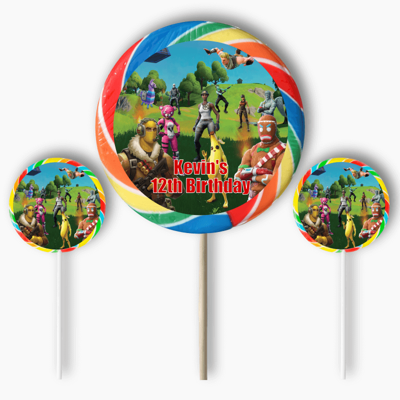 Personalised Fortnite Birthday Party Round Stickers