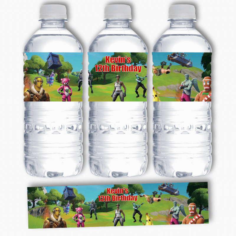 Personalised Fortnite Birthday Party Water Bottle Labels