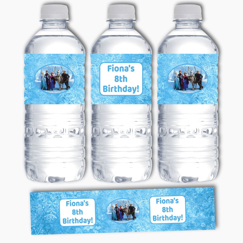 Personalised Frozen Birthday Party Water Bottle Labels