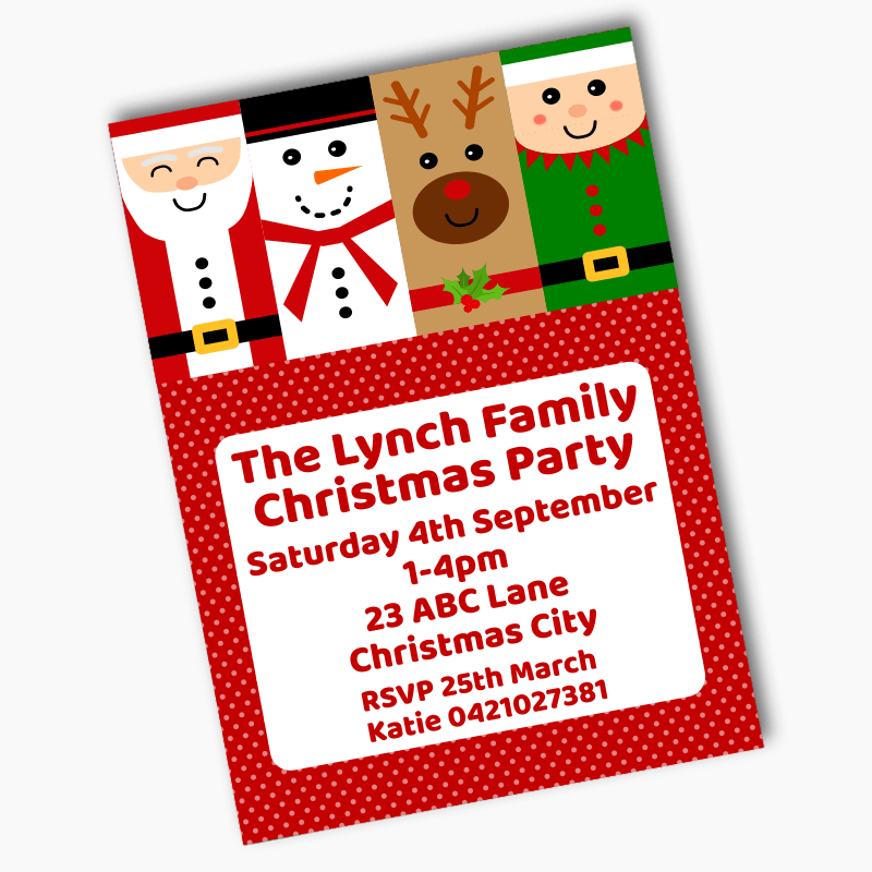 Fun Christmas Character Party Invites