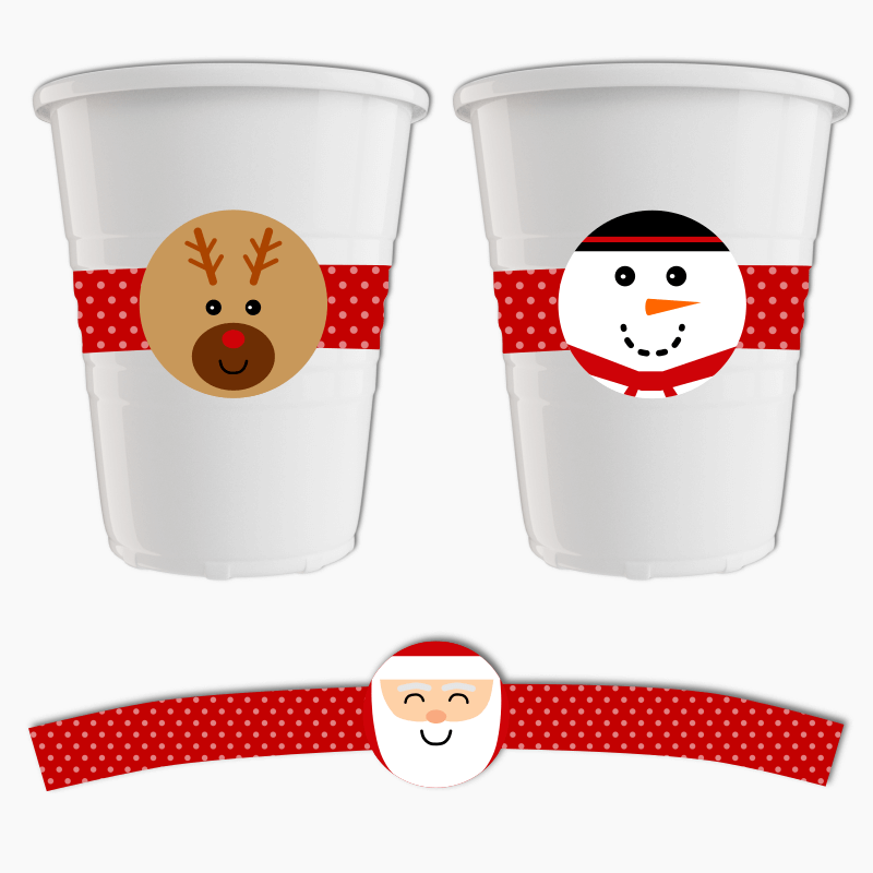 Fun Christmas Character Party Cup Stickers