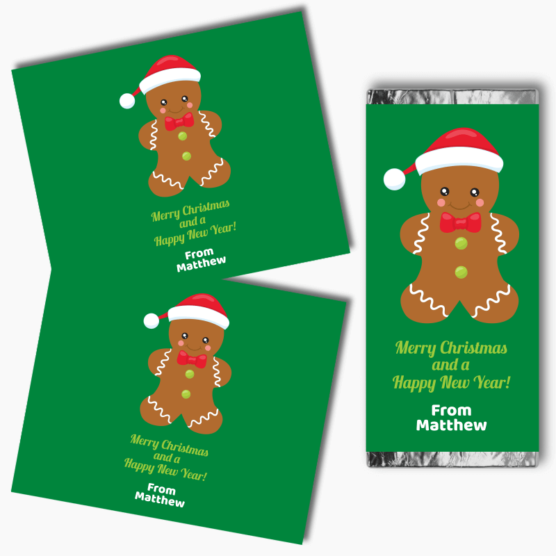 Personalised Gingerbread Man Christmas Gift Mini Chocolate Labels