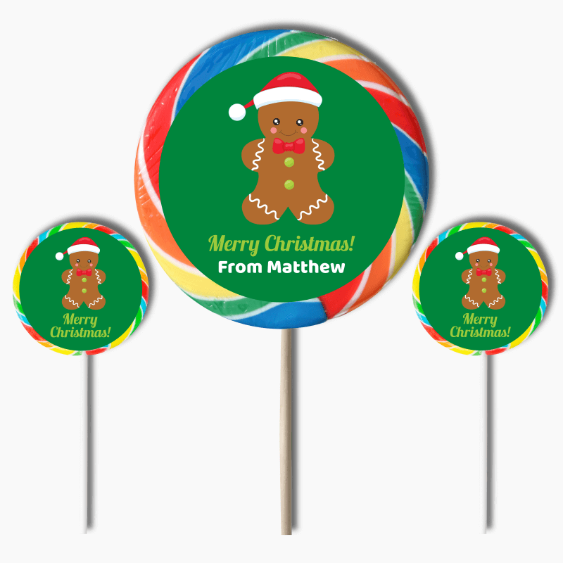 Personalised Gingerbread Man Christmas Gift Round Stickers