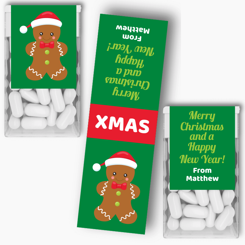 Personalised Gingerbread Man Christmas Gift Tic Tac Labels