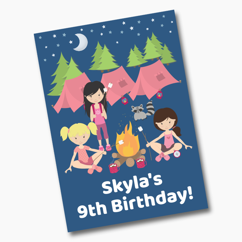 Personalised Girls Camping Birthday Party Poster