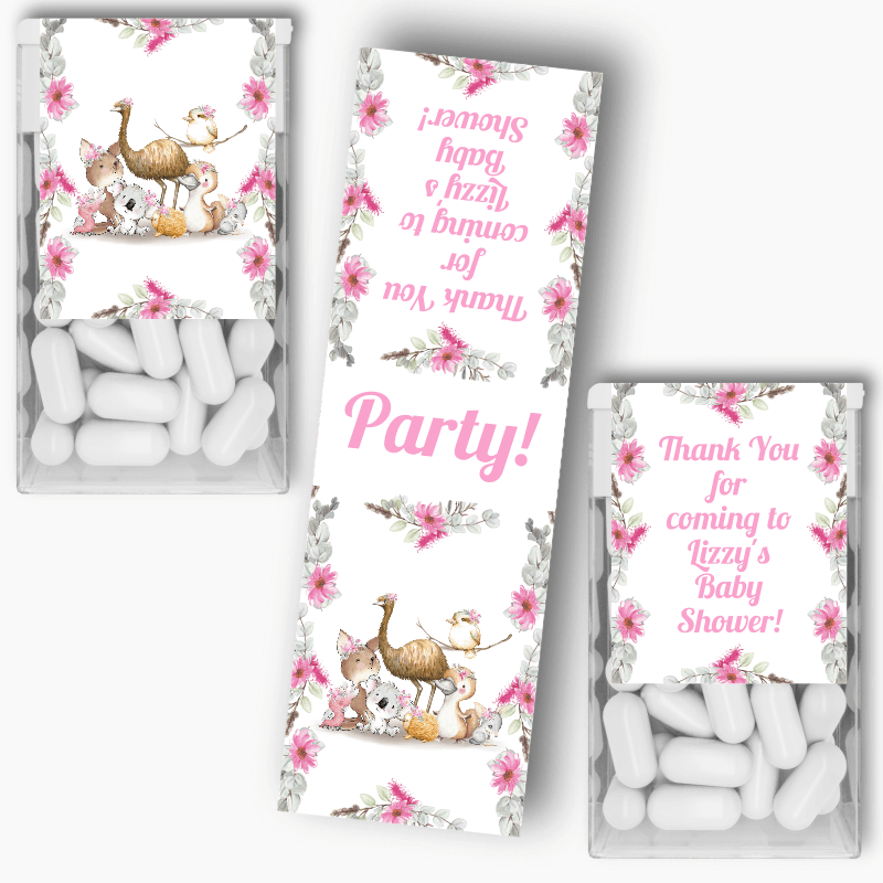 Personalised Girls Floral Australian Animals Tic Tac Labels