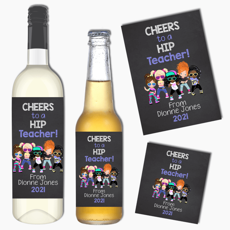 Girls Hip Hop Dance Teacher Gift Wine & Beer Labels