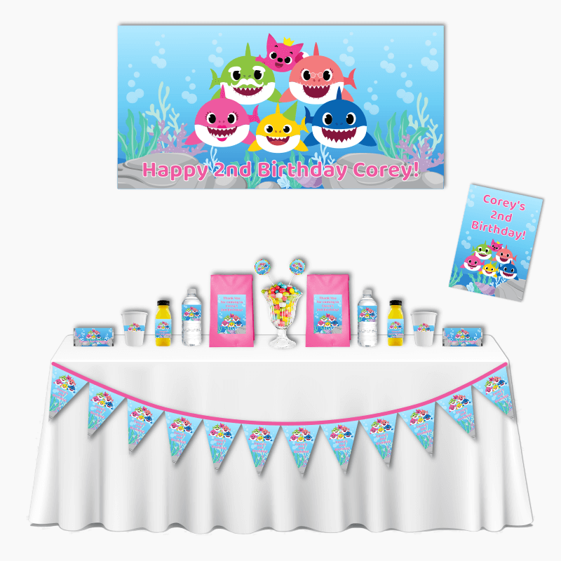 Personalised Baby Shark Birthday Deluxe Party Pack Decorations - Katie J  Design and Events