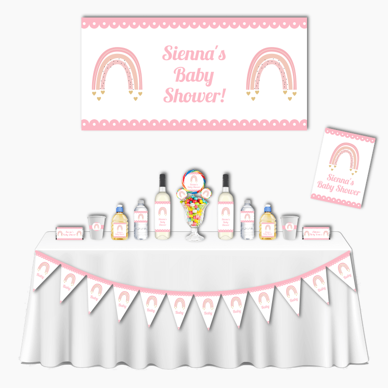 Personalised Girls Boho Rainbow Deluxe Baby Shower Decorations Pack