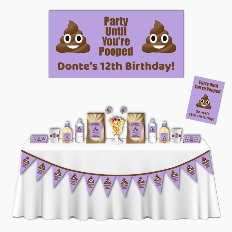 Personalised Girls Poop Emoji Deluxe Birthday Party Pack