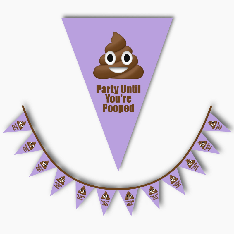 Personalised Purple Poop Emoji Birthday Party Flag Bunting