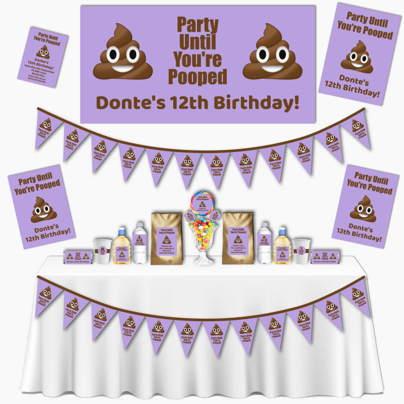 Personalised Girls Poop Emoji Grand Birthday Party Decorations Pack